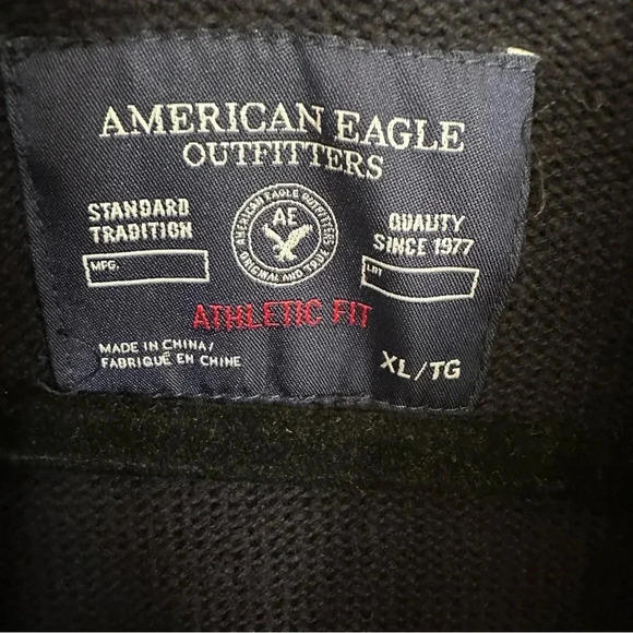 American Eagle Outfitters Men’s 1/4 Zip Navy & White Stripe Pullover Sz XL GUC - Picture 3 of 9